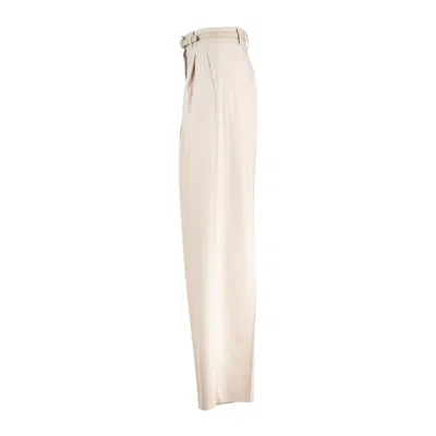 Max Mara Natural Wool Knit Pants In Neutral
