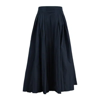 Max Mara Jokey Pleated Water Repellent Taffeta Skirt In Blue