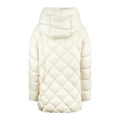 Max Mara Padded Jacket With Diamond Pattern Hood In Neutral