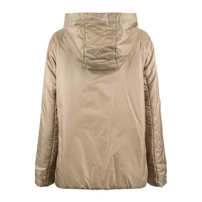 Max Mara Padded Jacket With Hood Made Of Drip-proof Canvas In Brown