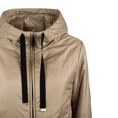 Max Mara Padded Jacket With Hood Made Of Drip-proof Canvas In Brown