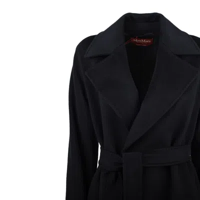Max Mara Wool Robe Coat In Black