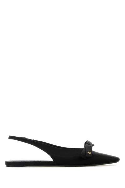 Balenciaga Pointed Toe Slingback Sandals With Bow Detail In Black