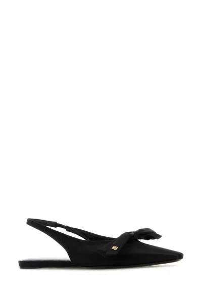 Balenciaga Pointed Toe Slingback Sandals With Bow Detail In Black