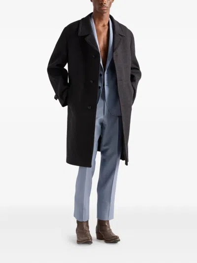 Prada Single-breasted Wool And Mohair Jacket In Blue