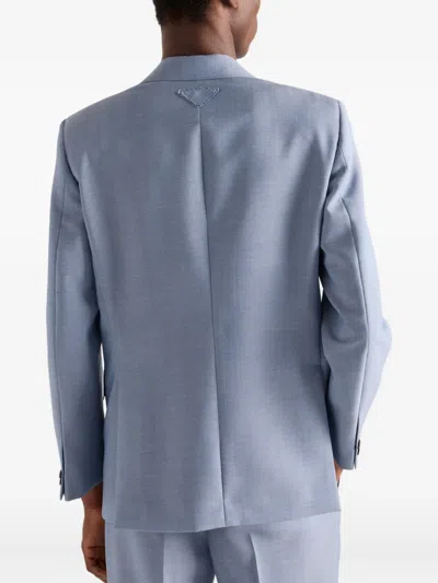 Prada Single-breasted Wool And Mohair Jacket In Blue