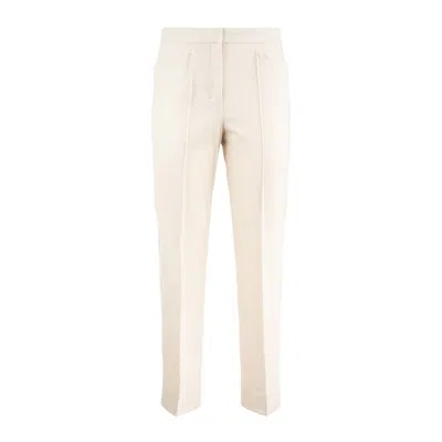 Max Mara Cotton Blend Flared Pants In White
