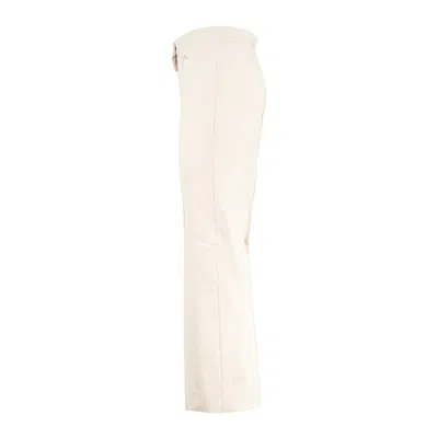 Max Mara Cotton Blend Flared Pants In White