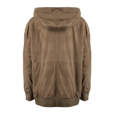Max Mara Suede Hooded Jacket In Brown