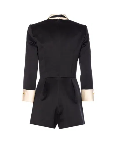 Elisabetta Franchi Suit With Contrasting Collar And Long Sleeves In Black