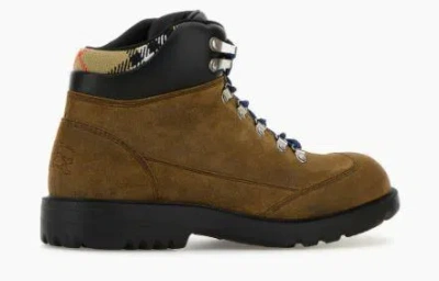 Burberry Brown Suede Moor Ankle Boots In Multi
