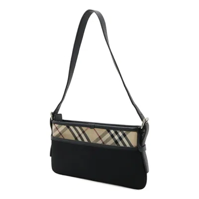 Pre-owned Burberry Beige Black Nylon Canvas Shoulder Bag ()