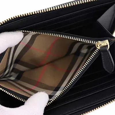 Pre-owned Burberry Black Leather Long Wallet (bi-fold) ()