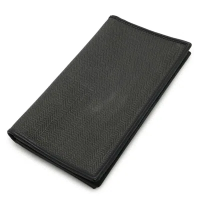 Pre-owned Bvlgari Black Gray Pvc Leather Long Wallet (bi-fold) () In Multi