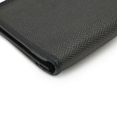 Pre-owned Bvlgari Black Gray Pvc Leather Long Wallet (bi-fold) () In Multi