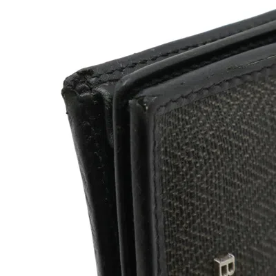 Pre-owned Bvlgari Black Gray Pvc Leather Long Wallet (bi-fold) () In Multi