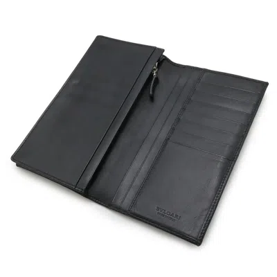 Pre-owned Bvlgari Black Gray Pvc Leather Long Wallet (bi-fold) () In Multi