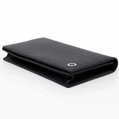 Pre-owned Bvlgari Black Blue Leather Long Wallet (bi-fold) () In Multi