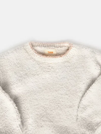 Enfant By 7am 7am Enfant Baby Fuzzy Boxy Sweater In White