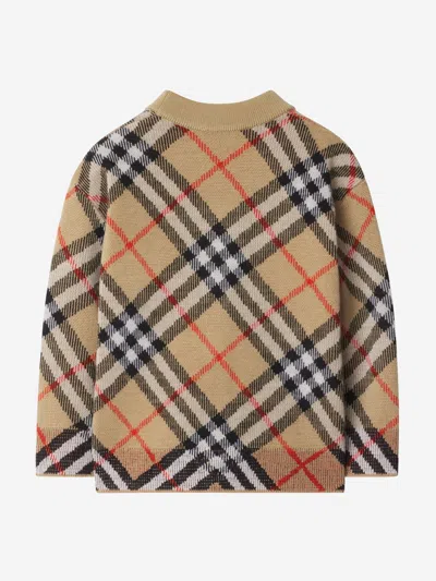 Burberry Baby Check Wool Cardigan In Neutral