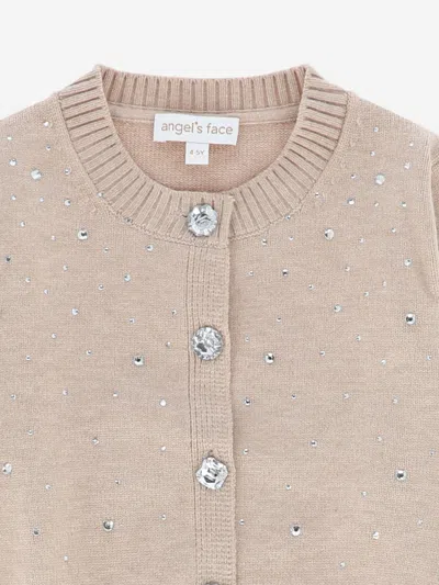 Angel's Face Angels Face Girls Kamala Crystal Studded Cardigan In Neutral
