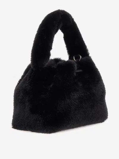 Guess Girls Faux Fur Shoulder Bag In Black