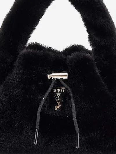 Guess Girls Faux Fur Shoulder Bag In Black