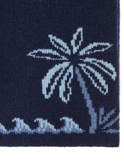 Alanui Glimpse Of Eden Palm-tree Shorts In Blue