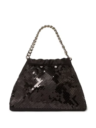 Stella Mccartney Mini Handbag With Sequins And Chain In Black