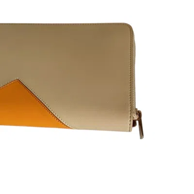 Pre-owned Celine Beige Yellow Leather Wallet (bi-fold) () In Multi