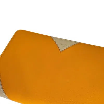 Pre-owned Celine Beige Yellow Leather Wallet (bi-fold) () In Multi
