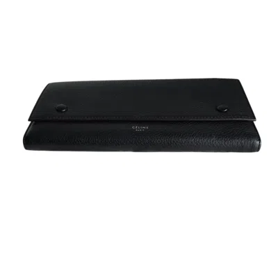 Pre-owned Celine Black Yellow Long Wallet (bi-fold) () In Multi
