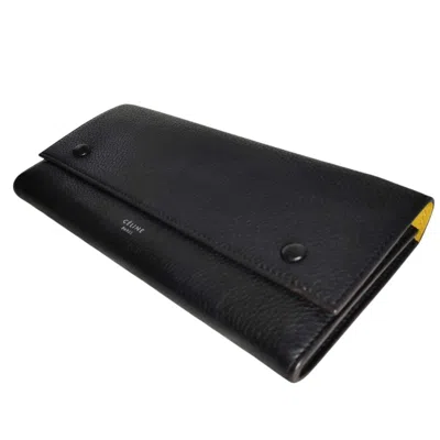 Pre-owned Celine Black Yellow Long Wallet (bi-fold) () In Multi