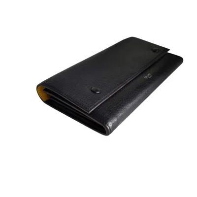 Pre-owned Celine Black Yellow Long Wallet (bi-fold) () In Multi