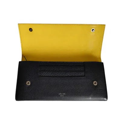 Pre-owned Celine Black Yellow Long Wallet (bi-fold) () In Multi