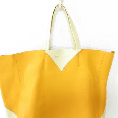 Pre-owned Celine Cabas Beige Yellow Leather Tote Bag ()