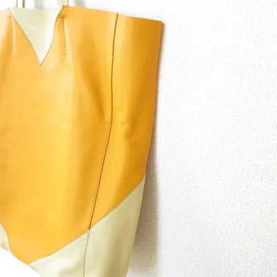 Pre-owned Celine Cabas Beige Yellow Leather Tote Bag ()