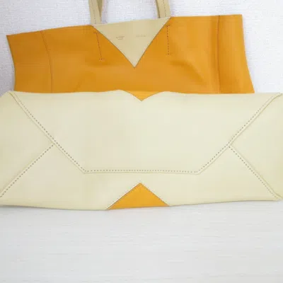 Pre-owned Celine Cabas Beige Yellow Leather Tote Bag ()