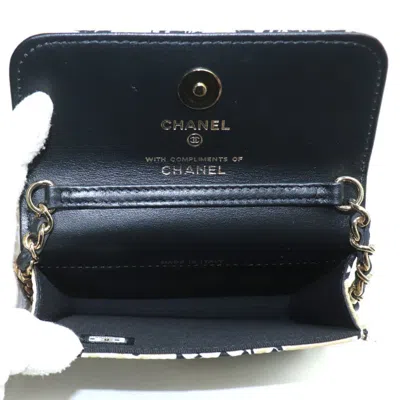 Pre-owned Chanel Beige Black Canvas Leather Shoulder Bag ()