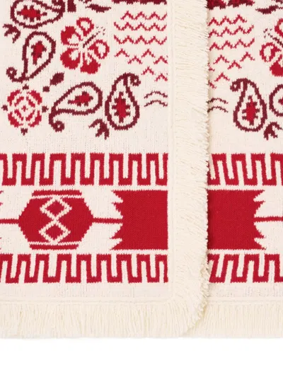 Alanui Palm-tree Pattern Fringe Coat In Red