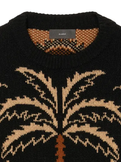 Alanui Glimpse Of Eden Palm-tree Intarsia Sweater In Black