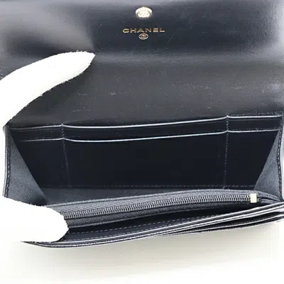 Pre-owned Chanel Black Grained Calfskin Wallet (bi-fold) ()