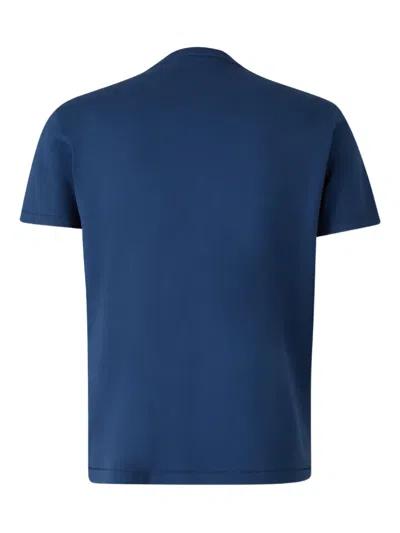 Tom Ford Mens Sea Blue Crewneck Regular-fit Cotton-blend T-shirt