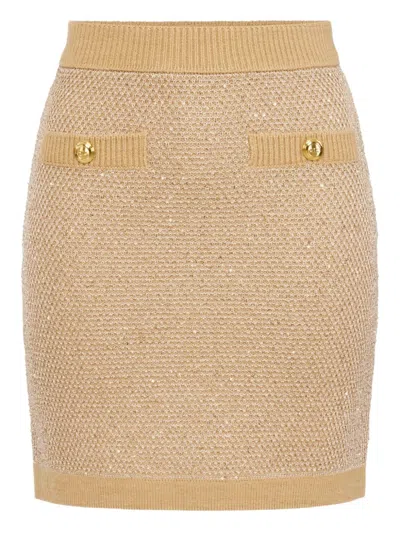 Elisabetta Franchi Knitted Skirt In Gold