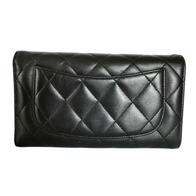 Pre-owned Chanel Black Long Bill Wallet (bi-fold) ()