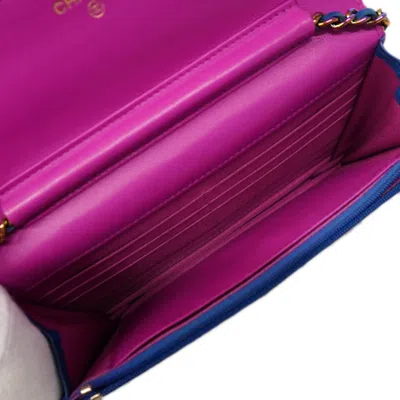 Pre-owned Chanel Blue Leather Chain/shoulder Wallet ()