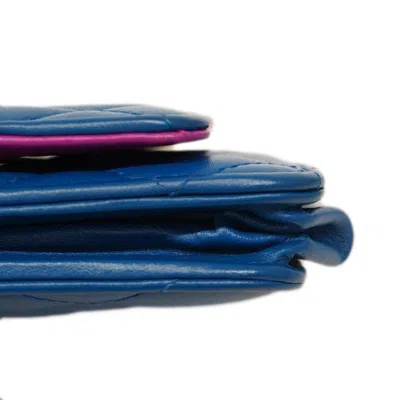 Pre-owned Chanel Blue Leather Chain/shoulder Wallet ()
