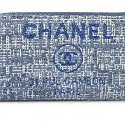 Pre-owned Chanel Blue Tweed Wallet (bi-fold) ()