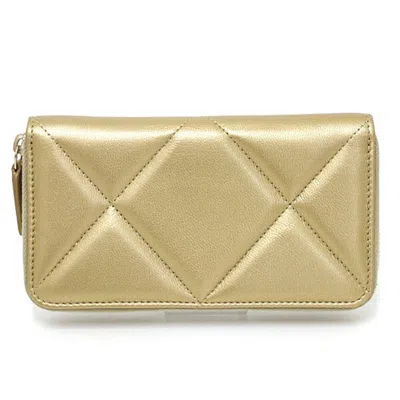 Pre-owned Chanel Gold Leather Wallet (bi-fold) ()