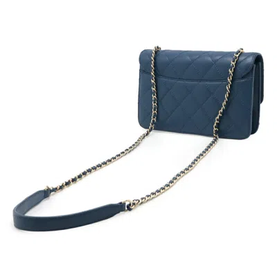Pre-owned Chanel Matelasse Blue Leather Shoulder Bag ()